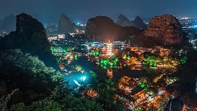 桂林木龙湖景区夜景灯光延时视频的预览图